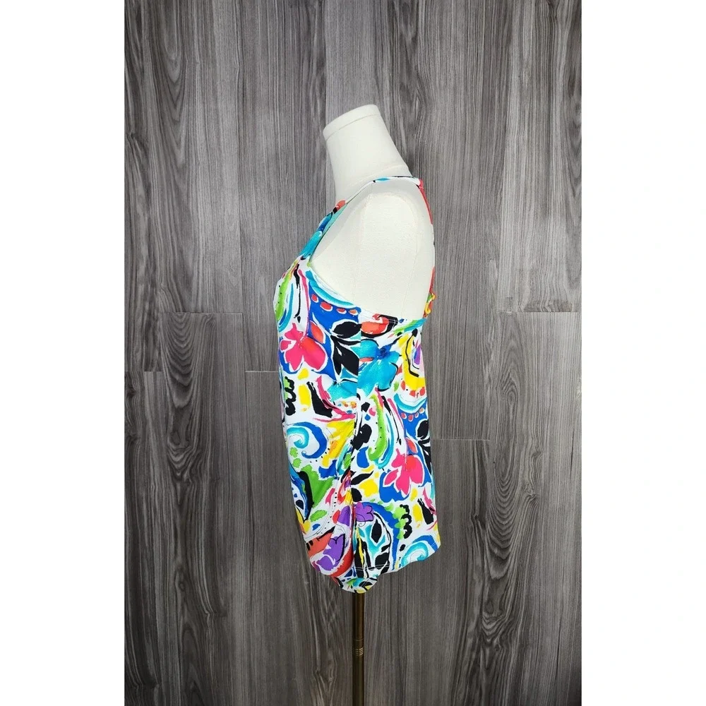 Anne Cole Signature Paisley Floral Watercolor Swimsuit Top with built in bra XL - Picture 3 of 7